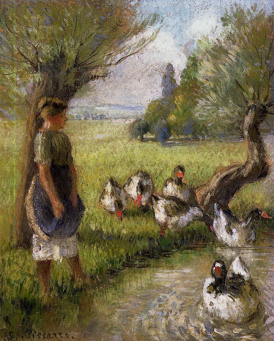 camille pissarro goose girl Oil Paintings